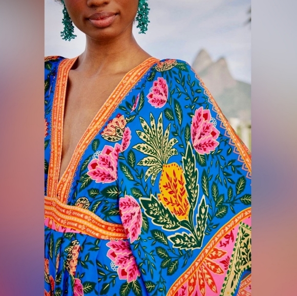 Farm Rio X Anthropologie Pineapple Garden Kaftan Maxidress - Picture 5 of 7